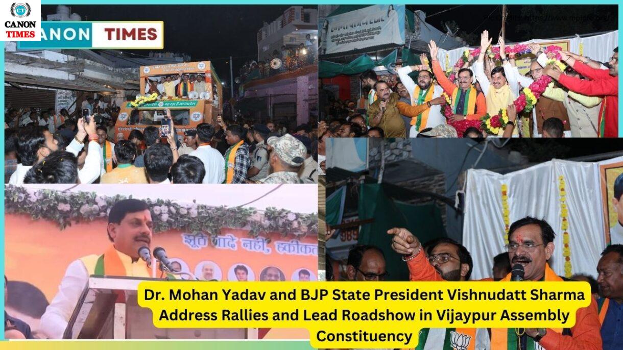 Chief Minister Dr. Mohan Yadav and BJP State President Vishnudatt Sharma Address Rallies and Lead Roadshow in Vijaypur Assembly Constituency