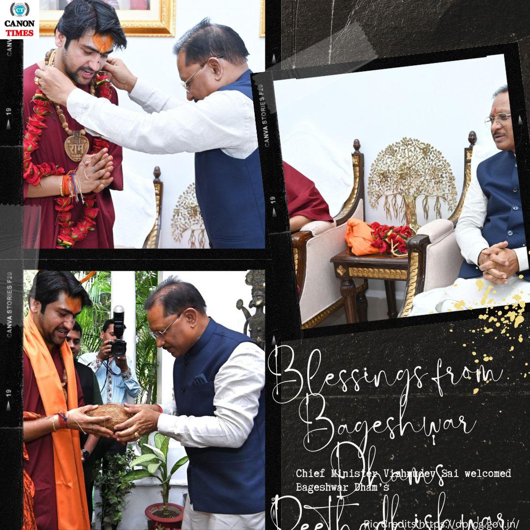 Chief Minister Receives Blessings from Bageshwar Dham's Peethadhishwar Pandit Dhirendra Shastri