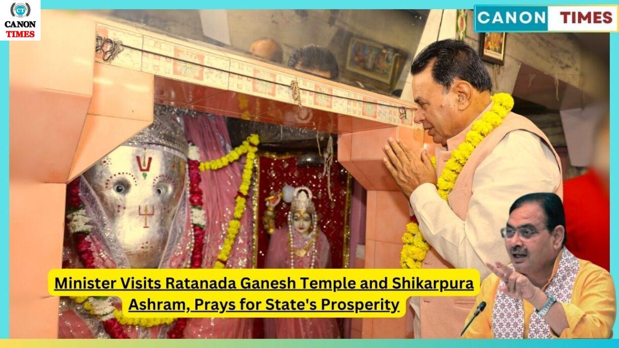 Minister Visits Ratanada Ganesh Temple and Shikarpura Ashram, Prays for State's Prosperity